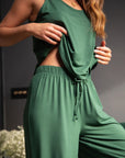 LIMITED EDITION Deep Forest drawstring wide-leg trousers