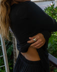True Black Bamboo Rib Shorts