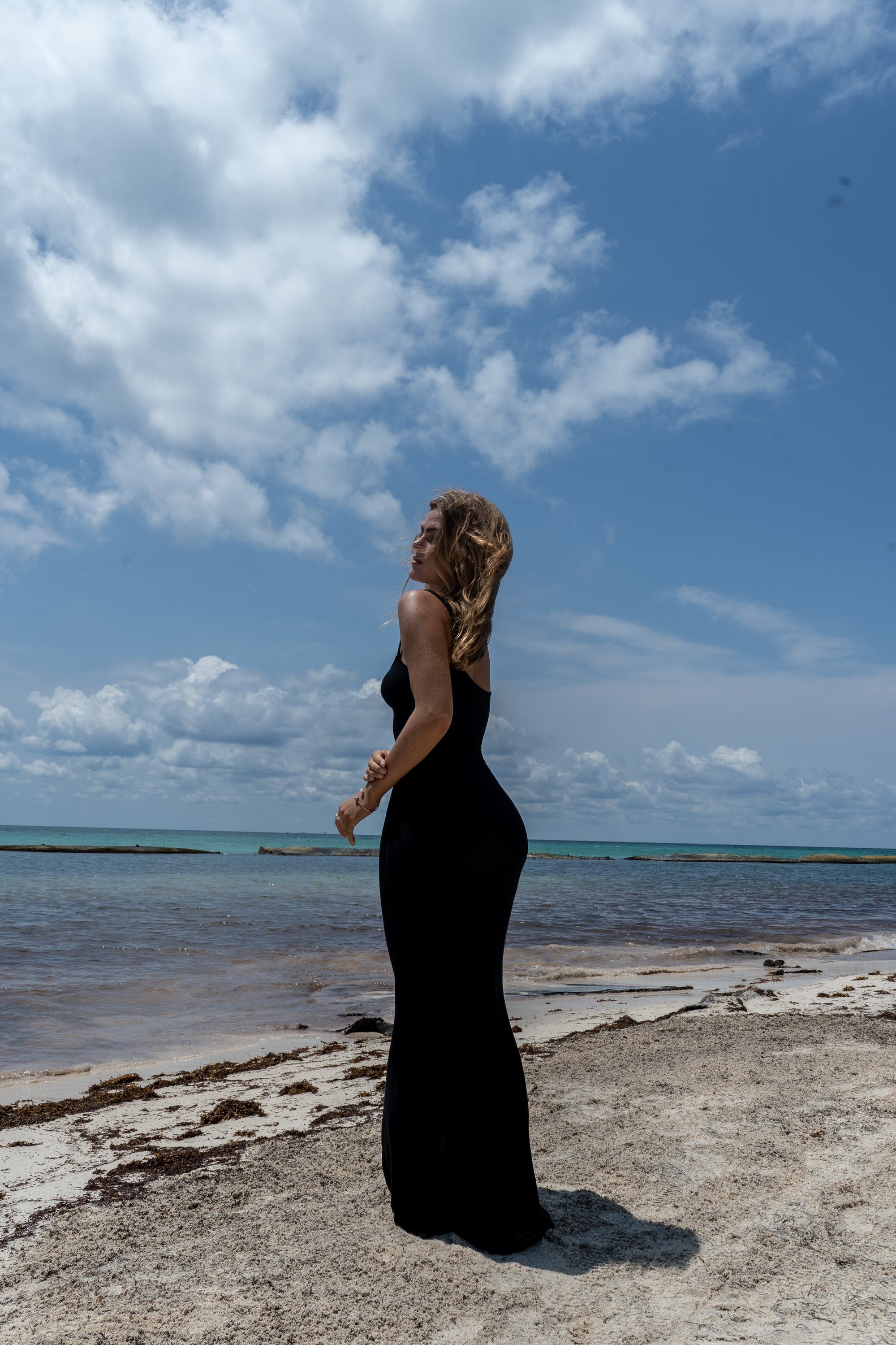 True Black Bamboo Rib Maxi Lounge Dress