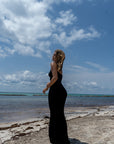 True Black Bamboo Rib Maxi Lounge Dress