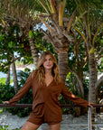 Chestnut Brown Bamboo Rib Shorts