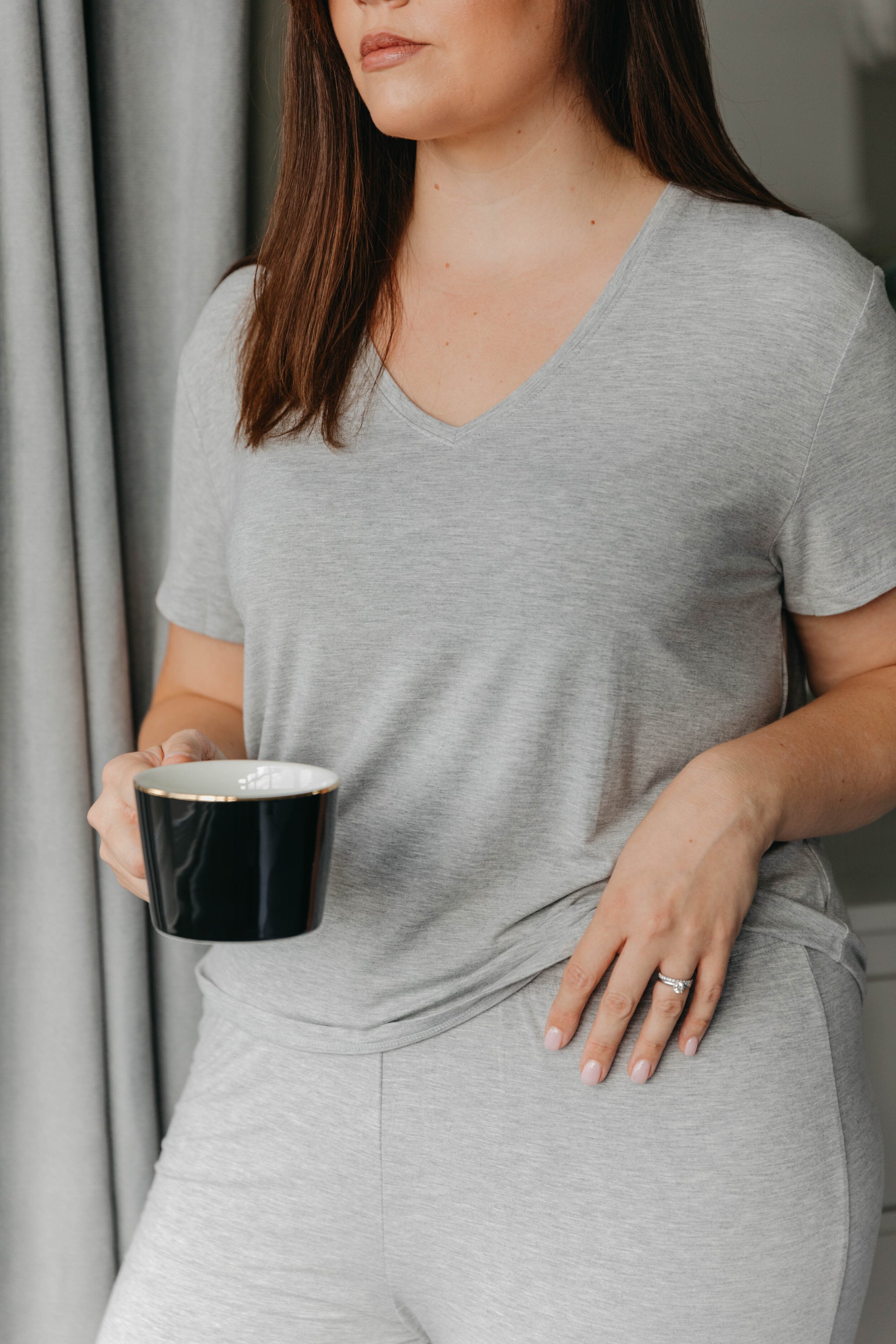 Pebble Grey V-neck t-shirt