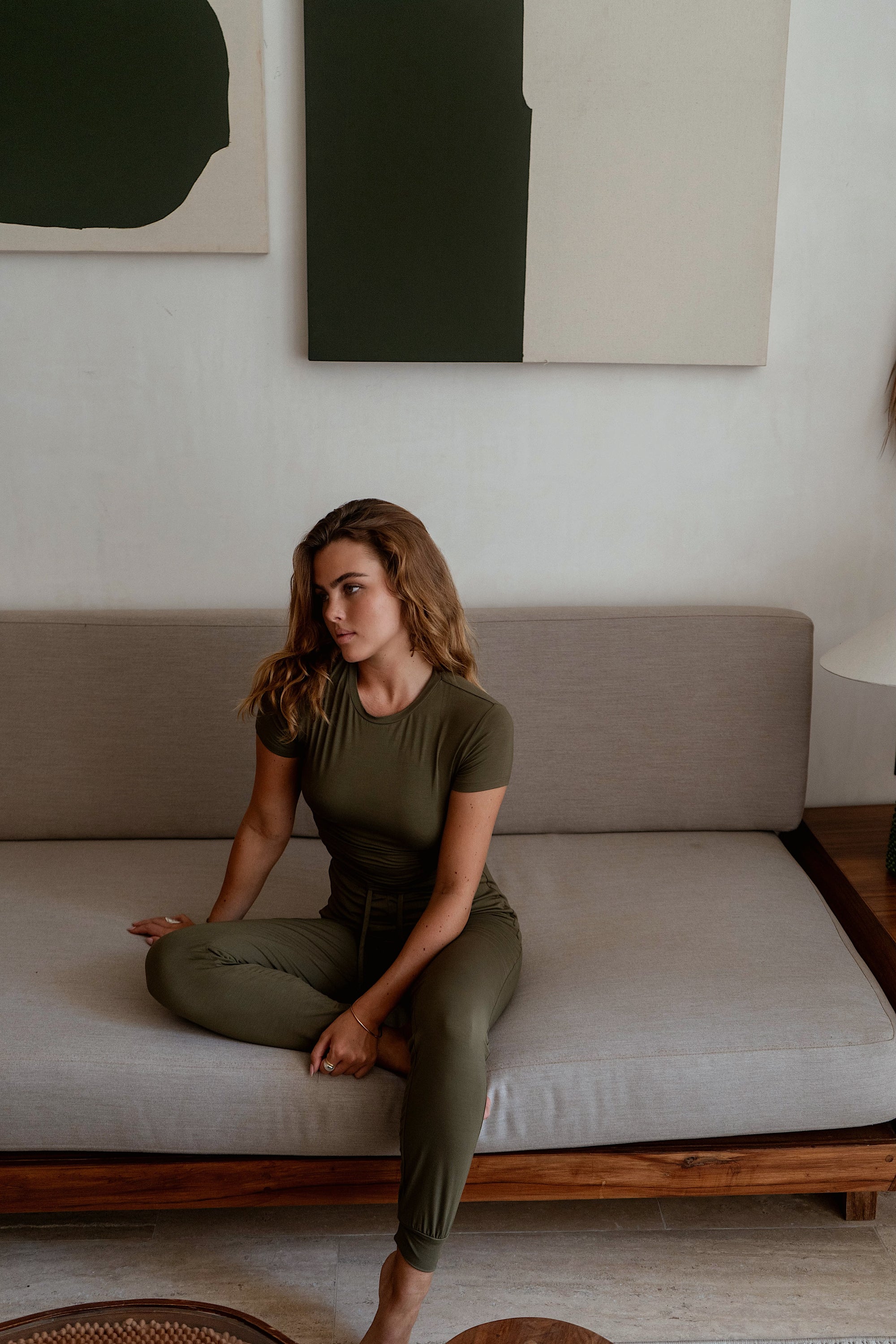 LIMITED EDITION Olive Green cuffed drawstring trousers