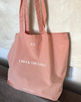 Serena Days monogram blushed rose cotton tote bag - Breast Cancer Awareness