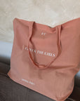 Serena Days monogram blushed rose cotton tote bag - Breast Cancer Awareness