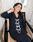 True Black Bow Long Sleeve shirt style