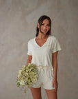 Bridal PJ V-Neck Soft Ivory T-Shirt