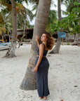 Charcoal Grey drawstring bamboo maxi lounge skirt