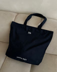 Serena Days monogram navy cotton tote bag