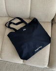 Serena Days monogram navy cotton tote bag
