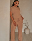 Spiced Chai straight leg drawstring trousers