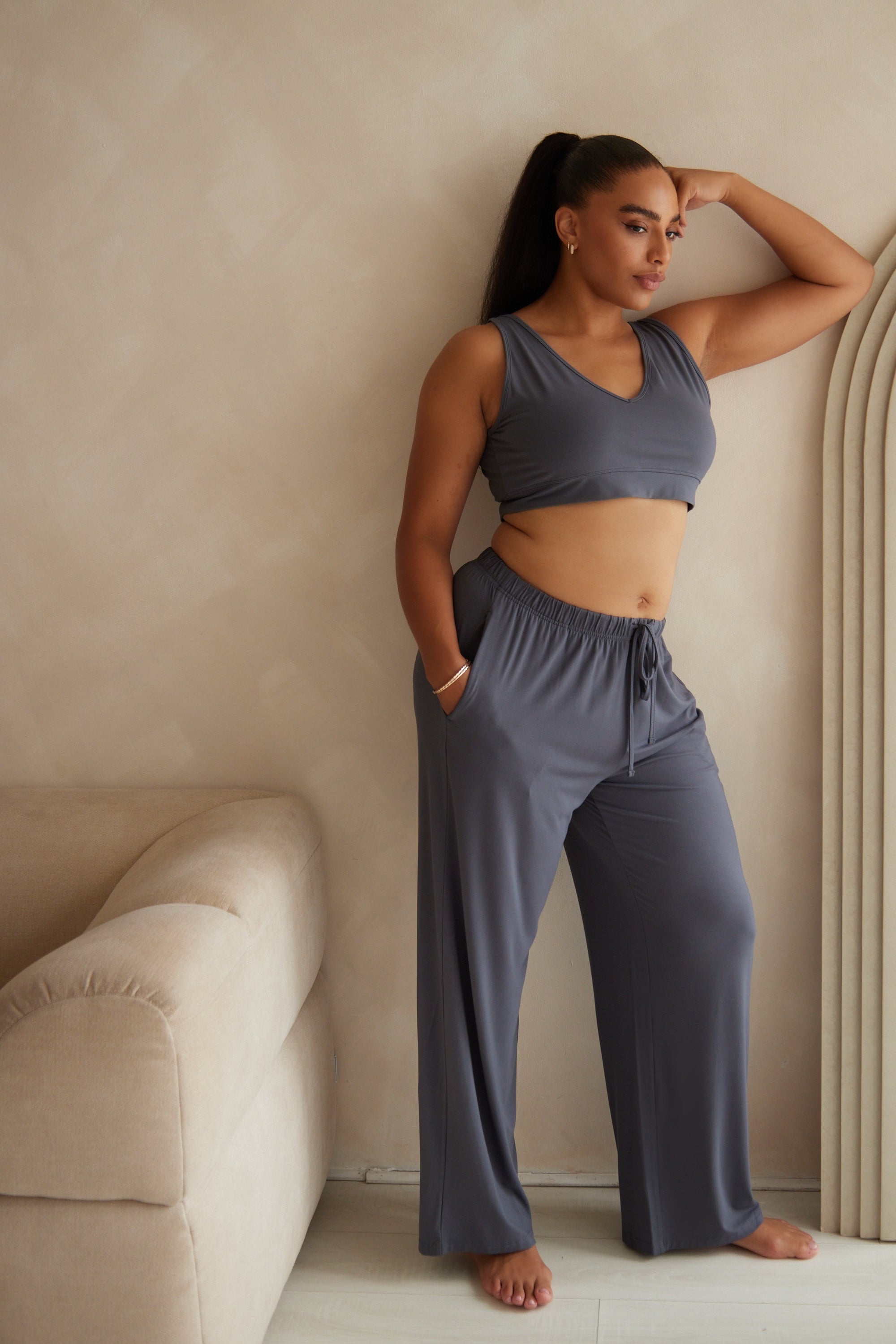 LIMITED EDITION Charcoal Grey Reversible crop top