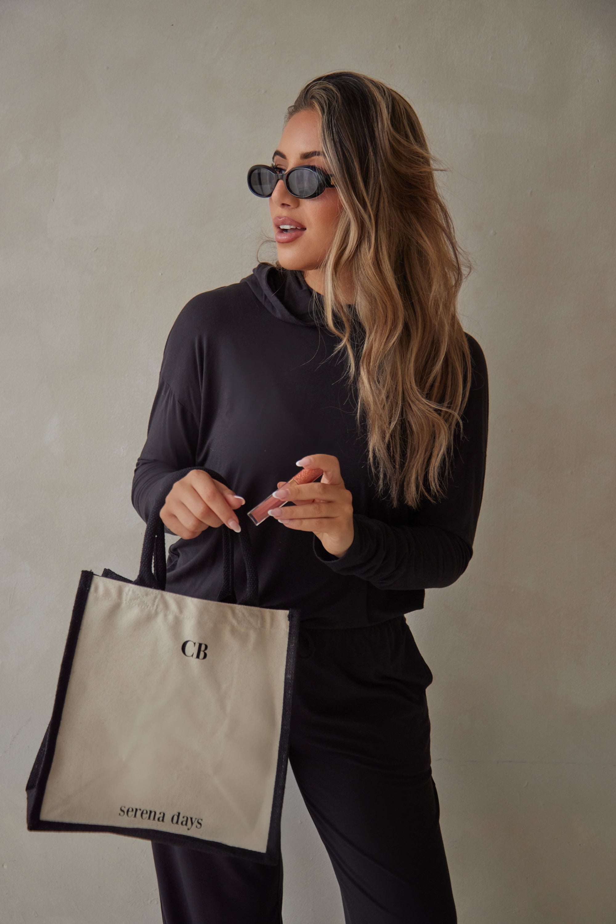True Black straight leg drawstring trousers