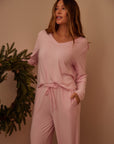 Sugar Pink straight leg drawstring trousers