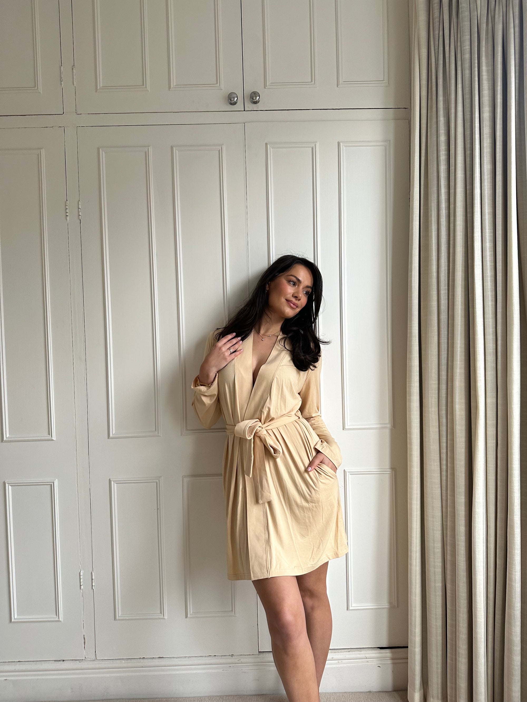 cream short dressing gown Sevim Women's Heart Patterned Belted Fleece Cream Short Dressing Gown C7T8N271- Trendyol