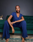 LIMITED EDITION CLASSIC CUT Midnight Navy drawstring wide-leg trousers