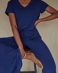 LIMITED EDITION CLASSIC CUT Midnight Navy drawstring wide-leg trousers