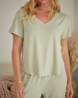 LIMITED EDITION Pistachio Cream V-neck t-shirt
