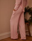 Sugar Pink straight leg drawstring trousers
