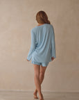 Blueberry Cloud Bamboo Rib Shirt Style Top