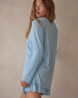 Blueberry Cloud Bamboo Rib Shirt Style Top