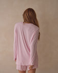 Sugar Pink Bamboo Rib Shirt Style Top