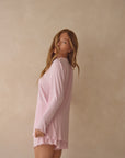 Sugar Pink Bamboo Rib Shirt Style Top