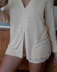 LIMITED EDITION Butter Yellow Bamboo Rib Shirt-Style Top